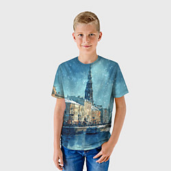 Футболка детская Снегопад в Санкт-Петербурге, цвет: 3D-принт — фото 2