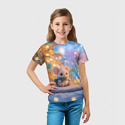 Футболка детская Новогодняя милая мышка, цвет: 3D-принт — фото 2