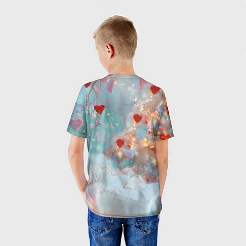 Детская футболка Рыжий новогодний котенок с сердечком / 3D-принт – фото 4