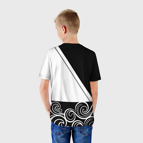 Детская футболка Ювентус геометрия полосы текстура / 3D-принт – фото 4