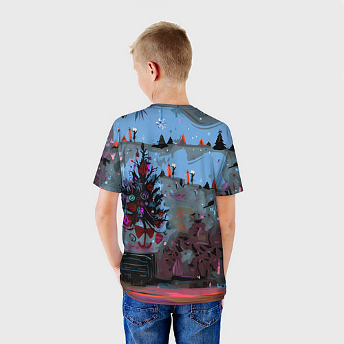 Детская футболка Кошка празднует Новый год / 3D-принт – фото 4