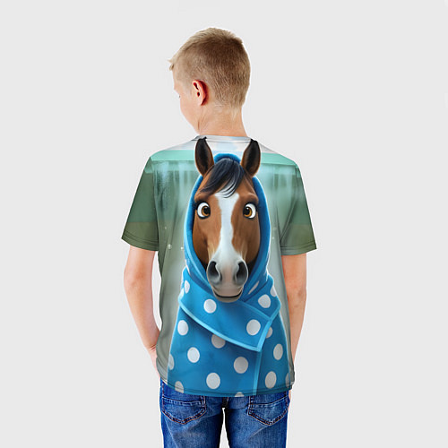 Детская футболка Конь в полотенце / 3D-принт – фото 4