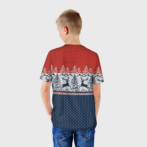 Детская футболка Вязаный узор с оленями / 3D-принт – фото 4