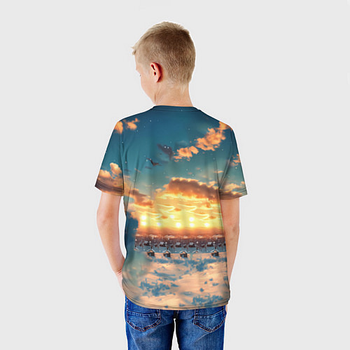 Детская футболка Новогодняя комическая лошадь в лесу / 3D-принт – фото 4