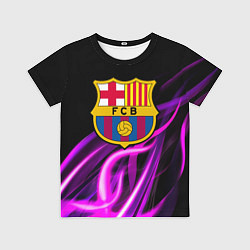Детская футболка Барселона неоновый огонь текстура