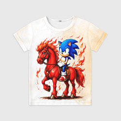 Детская футболка Соник верхом на коне