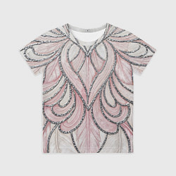 Детская футболка Нежно розовый орнамент из перьев