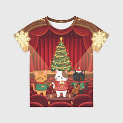 Детская футболка Новогодние котики музыканты
