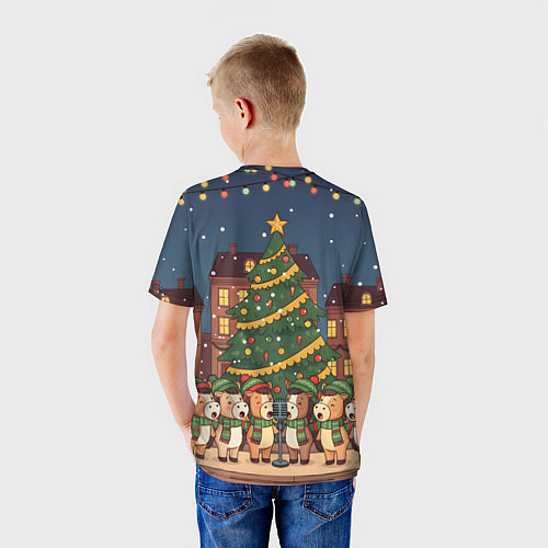 Детская футболка Новогодний хор лошадок / 3D-принт – фото 4