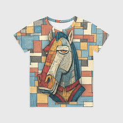 Детская футболка Конь и квадраты