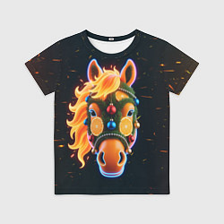 Детская футболка Новогодняя мандариновая лошадь