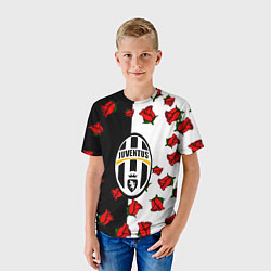 Футболка детская Ювентус текстура розы, цвет: 3D-принт — фото 2
