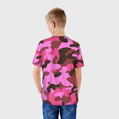 Детская футболка Камуфляж: розовый/коричневый / 3D-принт – фото 4