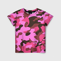 Детская футболка Камуфляж: розовый/коричневый