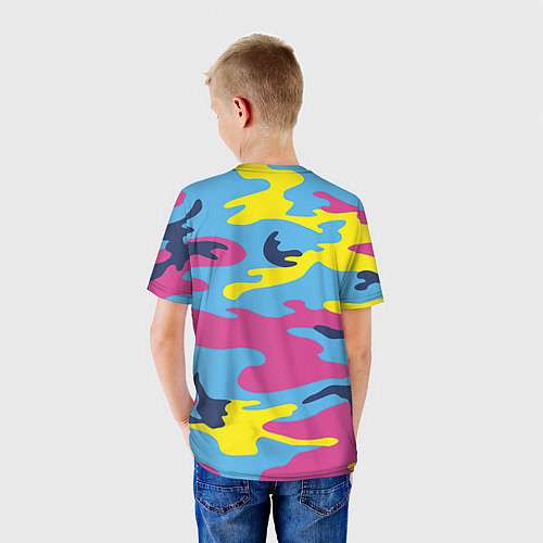 Детская футболка Камуфляж: голубой/розовый/желтый / 3D-принт – фото 4