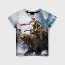 Детская футболка Русский воин на медведе