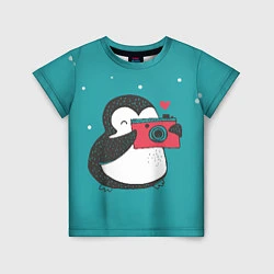 Детская футболка Пингвин с фотоаппаратом