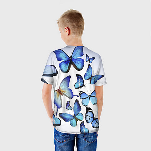 Детская футболка Голубые бабочки / 3D-принт – фото 4