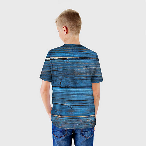 Детская футболка Голубые доски / 3D-принт – фото 4