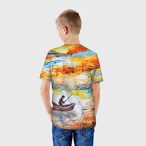 Детская футболка Рыбак на лодке / 3D-принт – фото 4