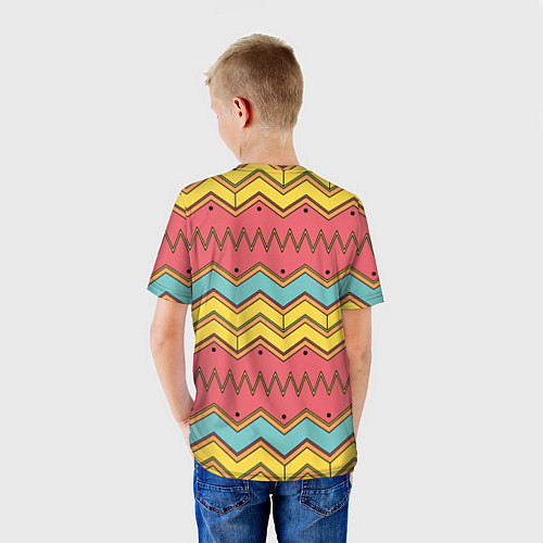 Детская футболка Цветные зигзаги / 3D-принт – фото 4