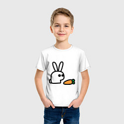 Футболка хлопковая детская Заяц и морковка, цвет: белый — фото 2