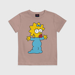 Футболка хлопковая детская Maggie Simpson, цвет: пыльно-розовый