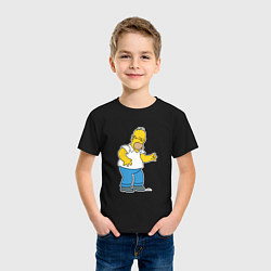 Футболка хлопковая детская Симпсоны: Гомер, цвет: черный — фото 2