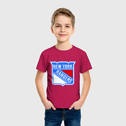 Футболка хлопковая детская New York Rangers, цвет: маджента — фото 2