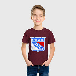 Футболка хлопковая детская New York Rangers, цвет: меланж-бордовый — фото 2