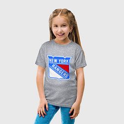 Футболка хлопковая детская New York Rangers, цвет: меланж — фото 2