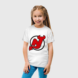 Футболка хлопковая детская New Jersey Devils, цвет: белый — фото 2