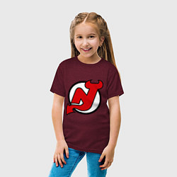 Футболка хлопковая детская New Jersey Devils, цвет: меланж-бордовый — фото 2