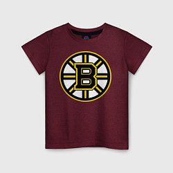 Футболка хлопковая детская Boston Bruins, цвет: меланж-бордовый