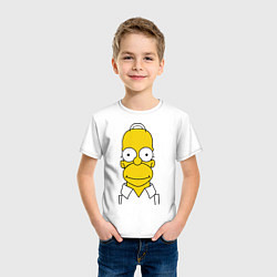 Футболка хлопковая детская Homer Face, цвет: белый — фото 2