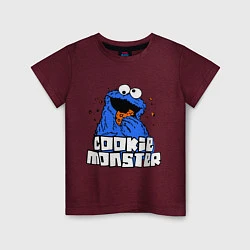 Футболка хлопковая детская Cookie Monster, цвет: меланж-бордовый