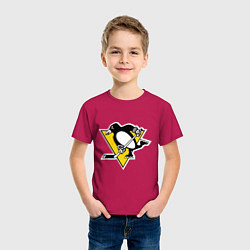 Футболка хлопковая детская Pittsburgh Penguins: Malkin 71, цвет: маджента — фото 2
