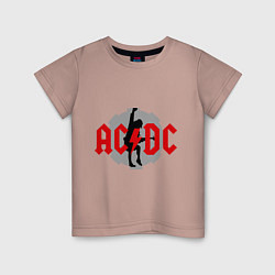Футболка хлопковая детская AC/DC: Angus Young, цвет: пыльно-розовый