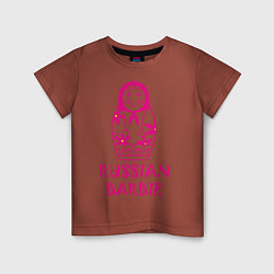 Футболка хлопковая детская Русская Барби, цвет: кирпичный