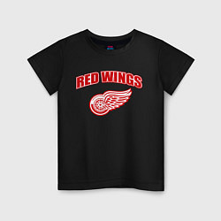 Футболка хлопковая детская Detroit Red Wings, цвет: черный