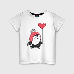 Детская футболка Пингвин-девочка с шариком