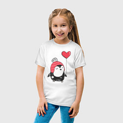 Футболка хлопковая детская Пингвин-девочка с шариком, цвет: белый — фото 2