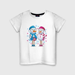 Детская футболка Влюбленные снеговики