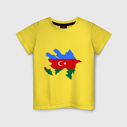 Футболка хлопковая детская Azerbaijan map, цвет: желтый