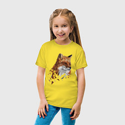 Футболка хлопковая детская Полигональный лис, цвет: желтый — фото 2