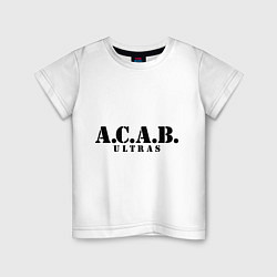 Футболка хлопковая детская A.C.A.B. Ultras, цвет: белый