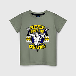 Футболка хлопковая детская Never Give Up: Cenation, цвет: авокадо