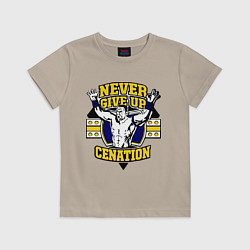 Футболка хлопковая детская Never Give Up: Cenation, цвет: миндальный