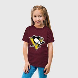 Футболка хлопковая детская Pittsburgh Penguins, цвет: меланж-бордовый — фото 2