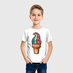 Футболка хлопковая детская Мороженое-осьминог, цвет: белый — фото 2